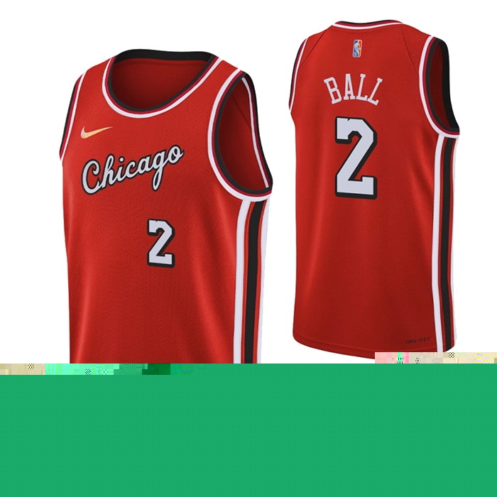 Camiseta Chicago Bulls Lonzo Ball #2 Ciudad 2021-22 Rojo